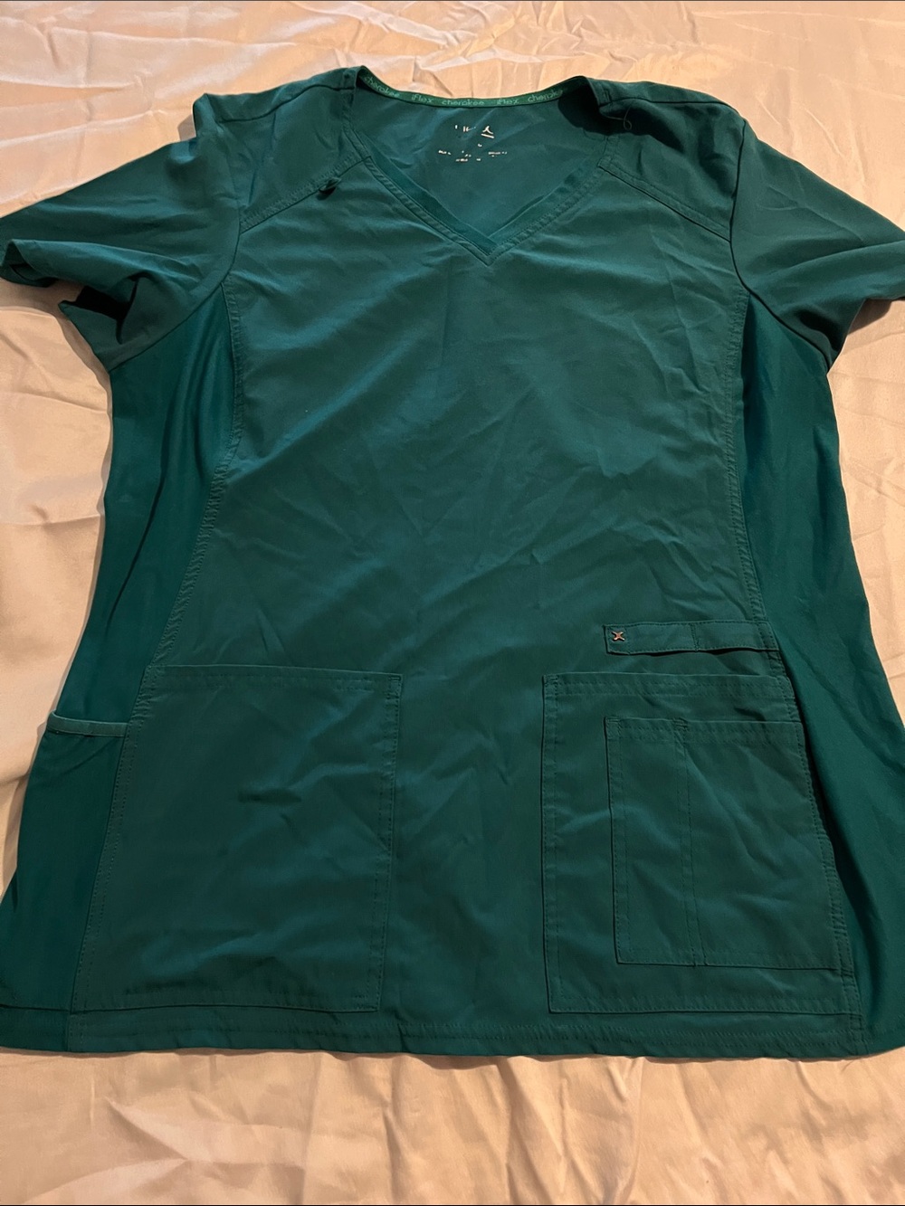 Women's Teal V-Neck Scrub Top - Unbranded